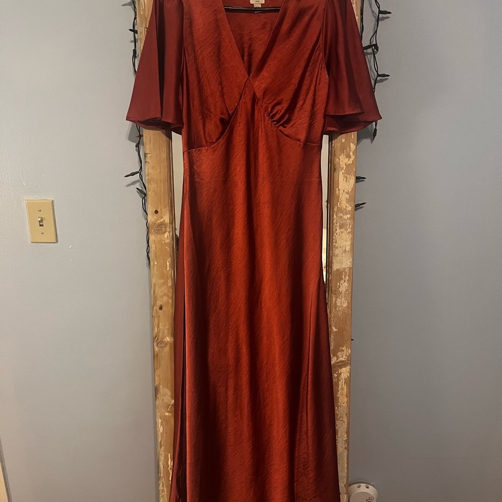 Joie Red Flutter Sleeve Wrap Maxi Dress